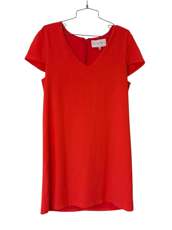 Charles Henry Dresses & Skirts - Charles Henry Red V-Neck Cap Short Sleeve Shift Dress Size M Made in USA